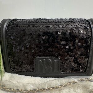Badgley Mischka Black Sequin Evening Bag